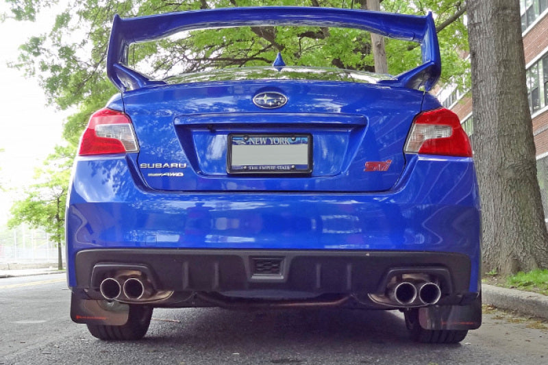 Rally Armor MF32-UR-RD/WH 15-21 Subaru WRX/STI (Sedan ONLY) Red UR Mud Flap w/ White Logo