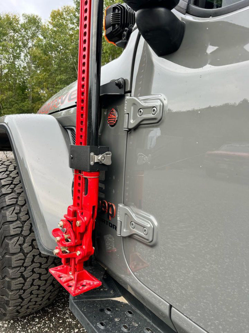 Go Rhino 701011T 18-24 Jeep Wrangler JL/JLU/JT Front Fender Jack Mount for Hi-Lift Jack - Tex. Blk