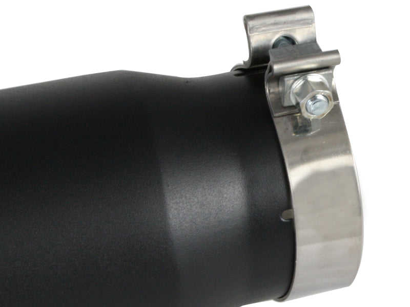 aFe 49T40501-B12 Power Diesel Exhaust Tip Black- 4 in In x 5 out X 12 in Long Bolt On (Right)
