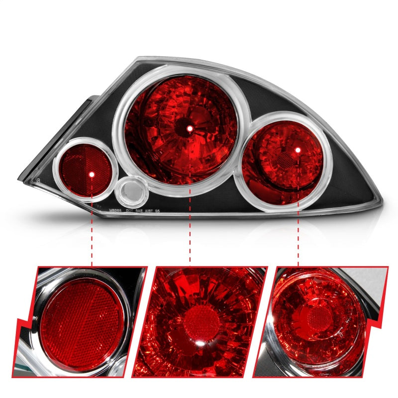 ANZO 221081 2000-2005 Mitsubishi Eclipse Taillights Black