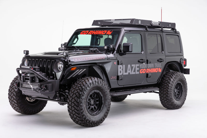 Go Rhino 331101T 07-20 Jeep Wrangler JL/JLU/JK/JKU/Gladiator JT Rockline Front Stubby Bumper w/ Overrider