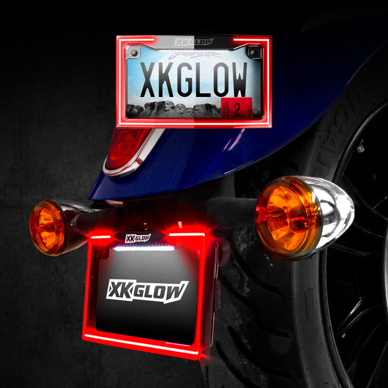XKGLOW XK034018-B XK Glow Motorcycle License Plate Frame Light w/ Turn Signal - Black