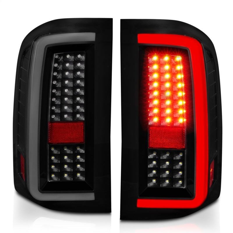 ANZO 311381 2007-2013 Chevrolet Silverado1500/ 2500/ 3500 LED Tail Lights w/ Light Bar Black Housing Smoke