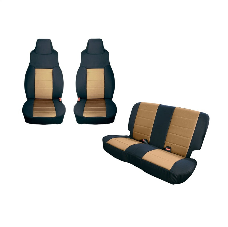Rugged Ridge 13291.04 Seat Cover Kit Black/Tan 91-95 Jeep Wrangler YJ
