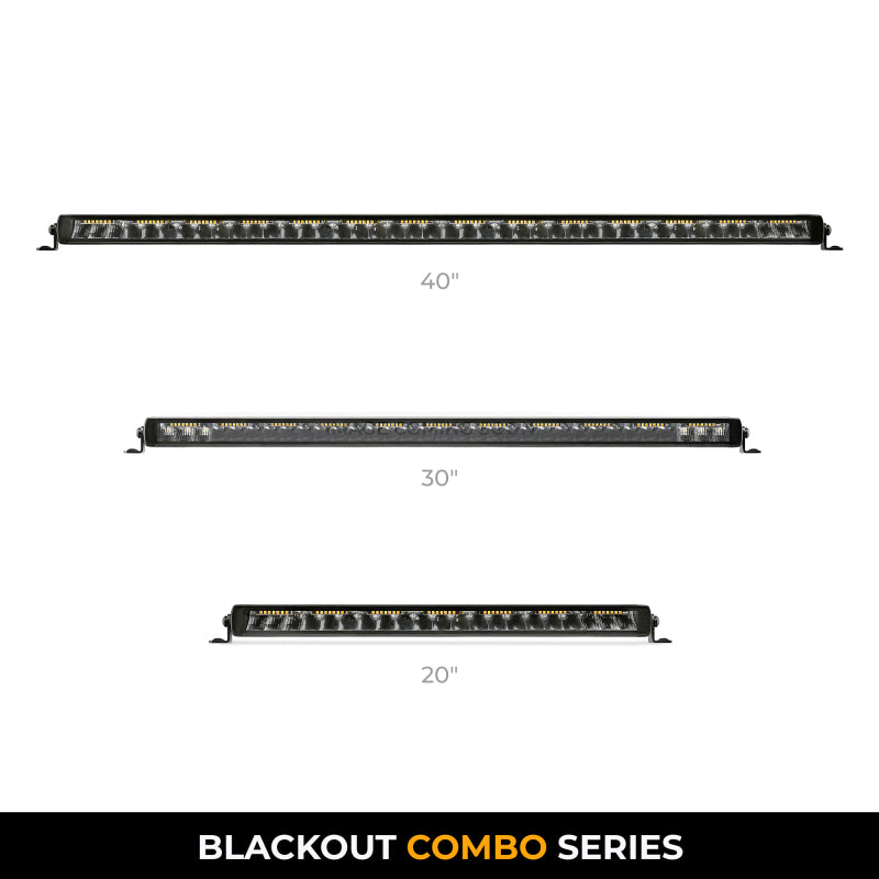 Go Rhino 751052012CSS Xplor Blackout Combo Series Sgl Row LED Light Bar w/Amber (Side/Track Mount) 20.5in. - Blk