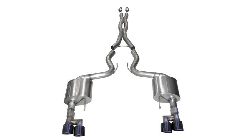 CORSA Performance 21040BLK Corsa 18-23 Ford Mustang 5.0L V8 3in Xtreme Cat-Back Dual Rear Exit w/ 4in Black PVD Pro-Series Tips