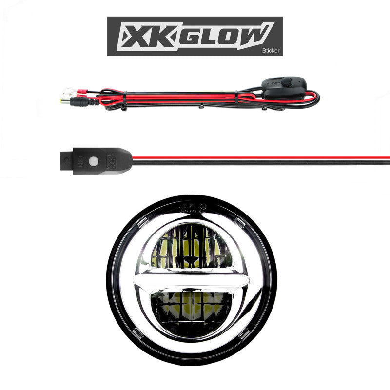 XKGLOW XK-5IN-KIT-W XK Glow Chrome Bezel 5.75in XKchrome LED headlight