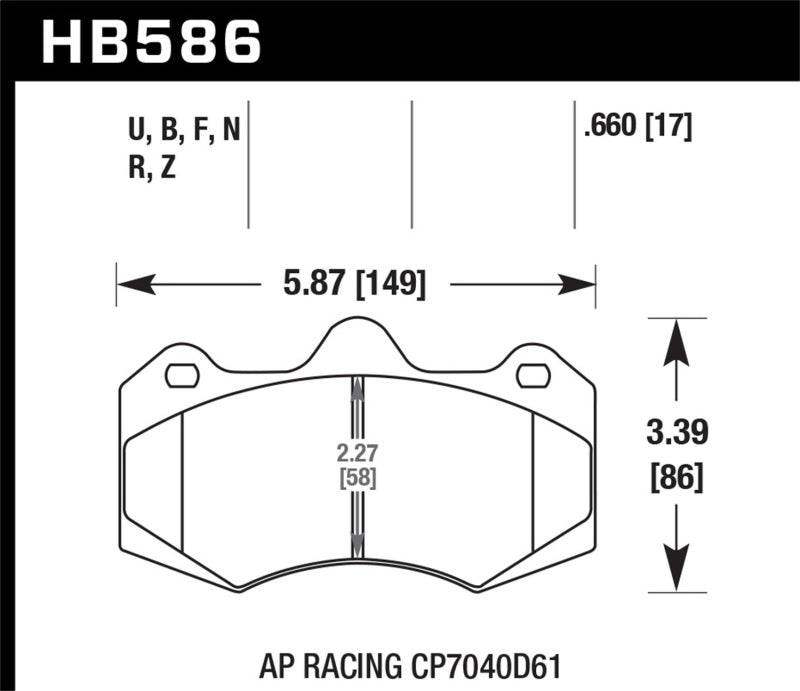 Hawk Performance HB586Z.660 Hawk AP Racing CP7040 Performance Ceramic Street Brake Pads