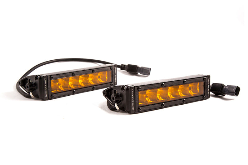 Diode Dynamics DD5044P 6 In LED Light Bar Single Row Straight SS6 - Amber Wide Light Bar (Pair)