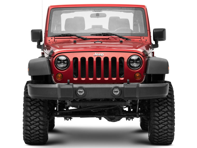 Raxiom J108042 97-18 Jeep Wrangler TJ/JK Axial Series LED Daymaker Headlights- Black Housing (Clear Lens)
