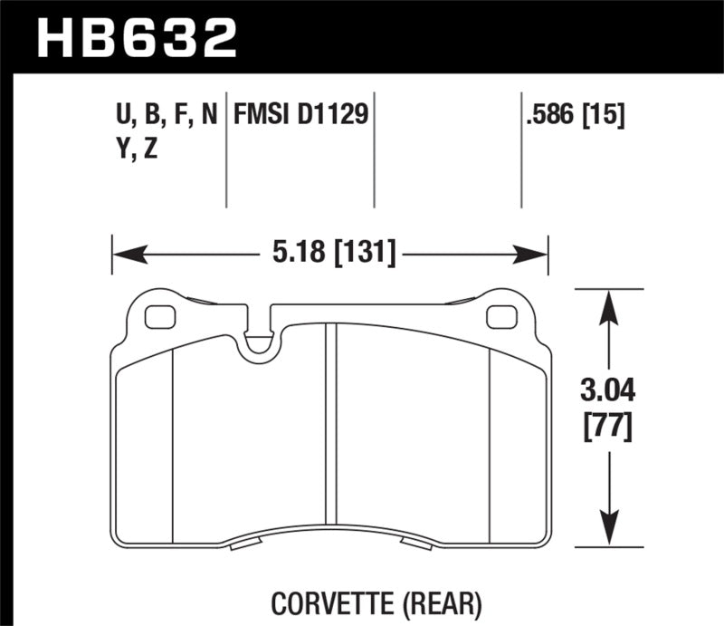 Hawk Performance HB632N.586 Hawk 06-10 VW Touareg Front / 09-11 Corvette Z06/ZR-1 (w/Carbon Ceramic Brake Package and Iron rotor