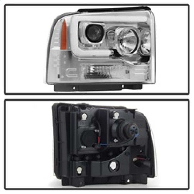 SPYDER 5084682 Spyder 05-07 Ford F250/350/450 SD Ver 2 Proj Headlights - Light Bar DRL - Black PRO-YD-FS05V2-LB-C