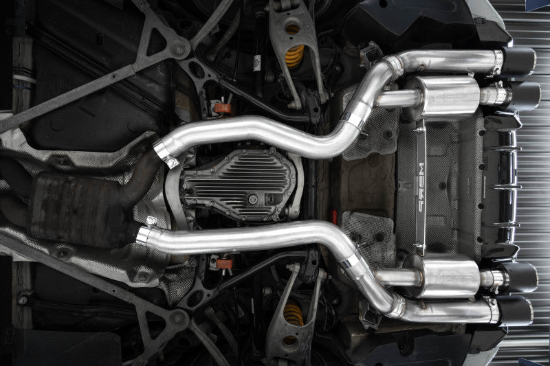 MBRP S45023CF 18-22 BMW M2 Competition 3.0L T304 SS 3in Resonator-Back Exhaust Quad Rear w/ Carbon Fiber Tips