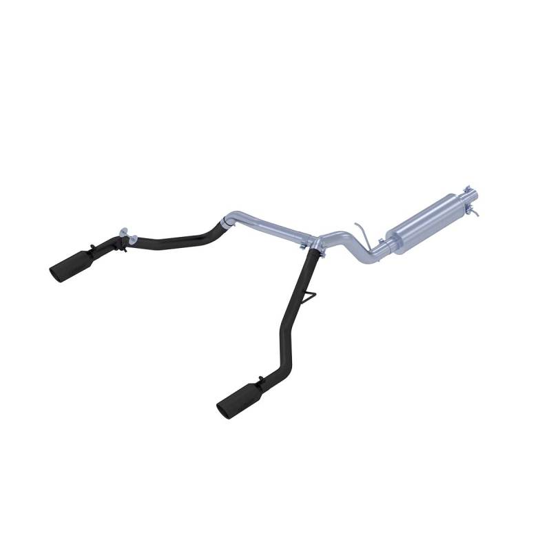 MBRP S5223BLK 19-20 Ford Ranger 2.3L 3in Dual Split Rear Outlet 4in OD Tips Black Coated Cat Back Exhaust
