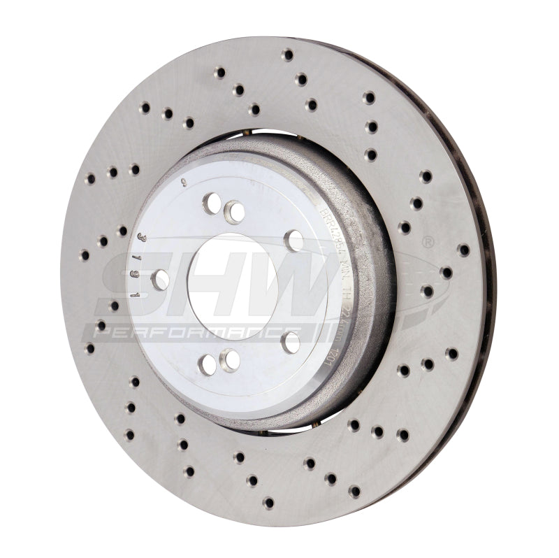 SHW Performance BRR42854 SHW 08-13 BMW M3 4.0L Right Rear Cross-Drilled Lightweight Brake Rotor (34212283804)