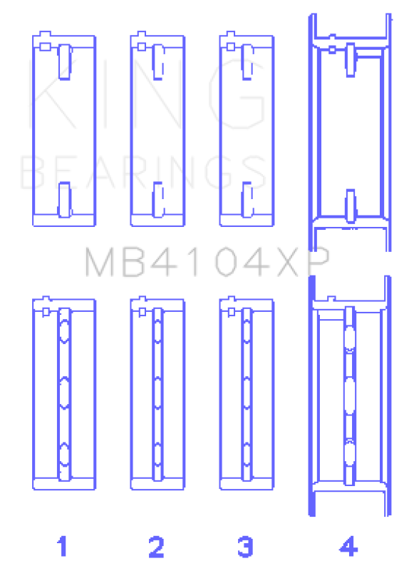 King Engine Bearings MB4104XPSTDX Nissan VG30DE/VG30DETT Performance Main Bearing Set - Size STDX