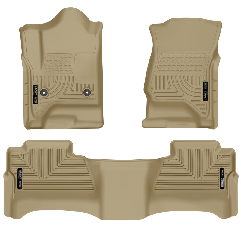 Husky Liners 98233 14 Chevrolet Silverado/GMC Sierra WeatherBeater Tan Front & 2nd Seat Floor Liners