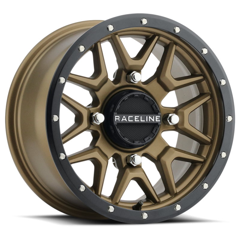 Raceline A94BZ-47056+38 A94BZ Krank 14x7in / 4x156 BP / 38mm Offset / 132.5mm Bore - Bronze & Black Lip Wheel