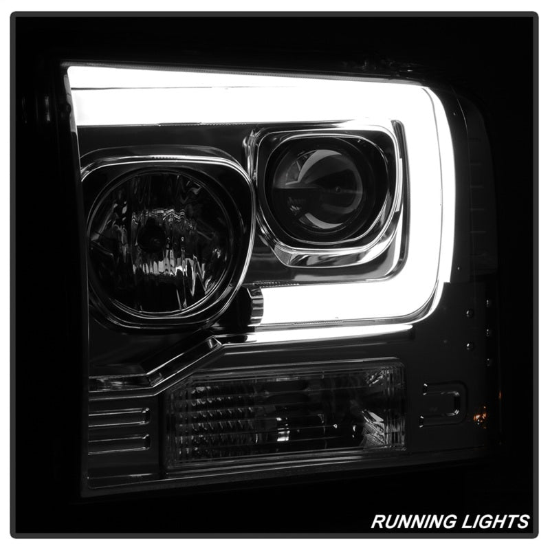 SPYDER 5084682 Spyder 05-07 Ford F250/350/450 SD Ver 2 Proj Headlights - Light Bar DRL - Black PRO-YD-FS05V2-LB-C