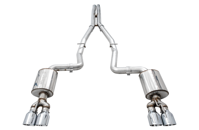 AWE Tuning 3020-42074 2015+ Dodge Challenger 6.4L/6.2L Non-Resonated Touring Edition Exhaust - Quad Silver Tips