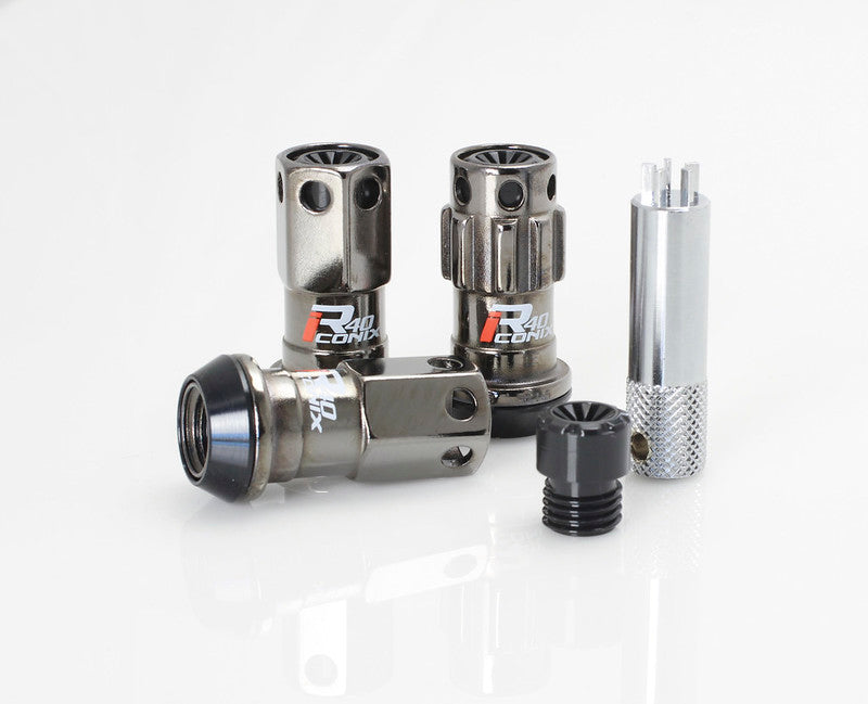 Project Kics WRIF01CK 12X1.50 R40 Iconix Classical Lug Nuts w/ Black Plastic Cap - 20 - No Locks