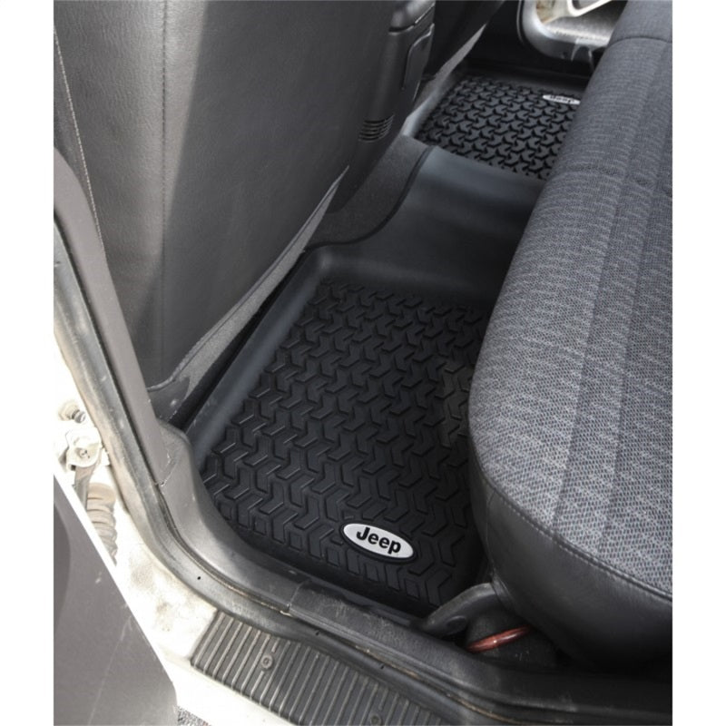 Rugged Ridge DMC-12950.19 Floor Liner Rear Black 1984-2001 Jeep Logo Cherokee XJ