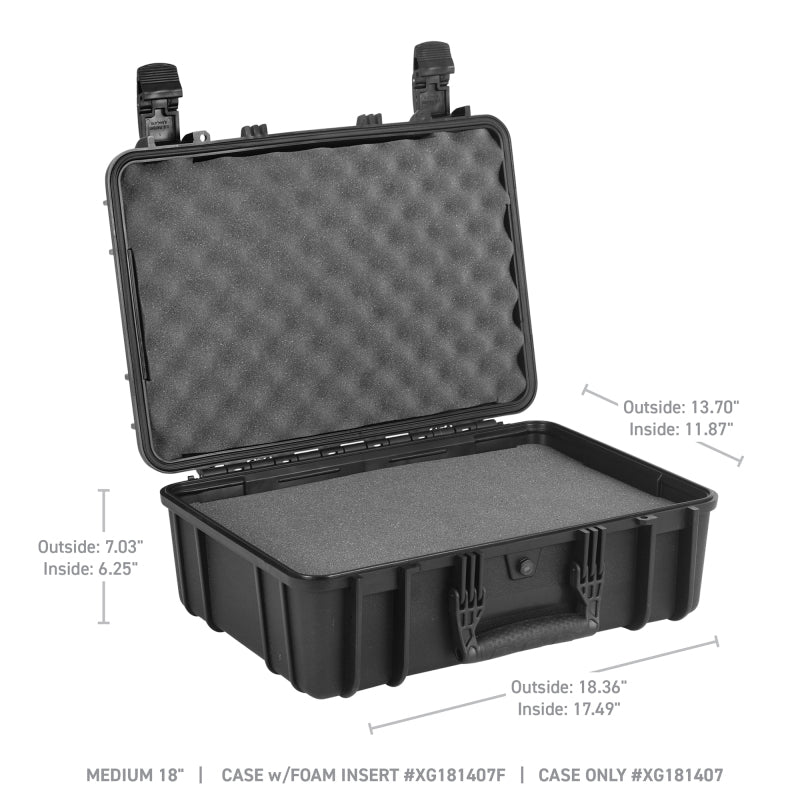 Go Rhino XG181407F XVenture Gear Hard Case w/Foam - Medium 18in. / Lockable / IP67 - Tex. Black