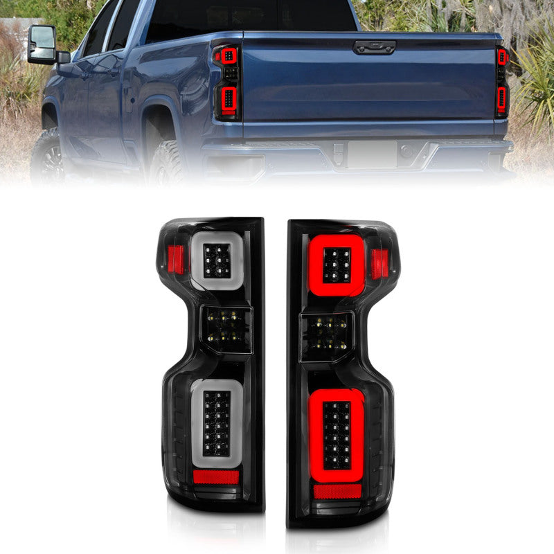 ANZO 311414 19-21 Chevy Silverado Full LED Taillights Black Housing Clear Lens G2 (w/C light Bars)