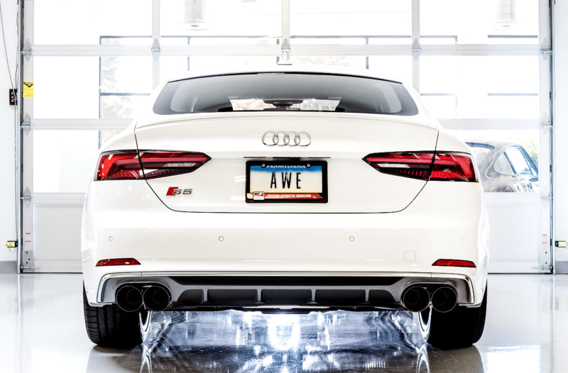 AWE Tuning 3010-43050 Audi B9 S4 Touring Edition Exhaust - Non-Resonated (Black 102mm Tips)