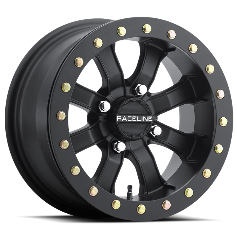 Raceline A71B-57037-T-00 A71B Mamba 15x7in / 4x137 BP / 0mm Offset / 110.18mm Bore - Satin Black Beadlock Wheel