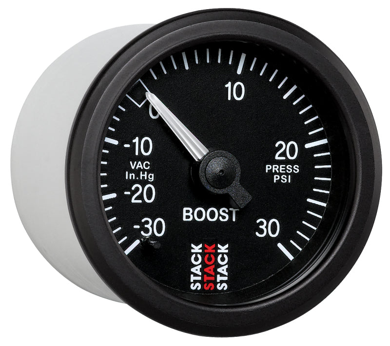 AutoMeter ST3112 Autometer 52mm Stack Instruments -30INHG to +30PSI Mechanical Boost Gauge - Black
