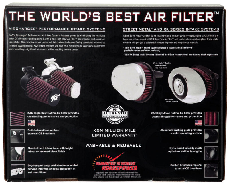 K&N Engineering 63-1125P K&N 01-11 Harley Davidson FX / FL AirCharger Performance Intake Kit
