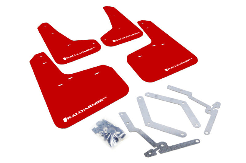 Rally Armor MF27-UR-RD/WH 12-19 Ford Focus ST / 16-19 RS Red Mud Flap w/White Logo
