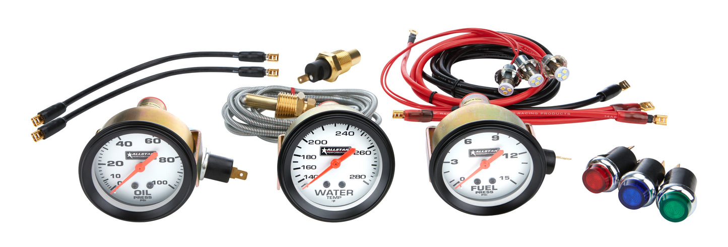 Allstar Performance ALL80082 3 Gauge Kit OP/WT/FP NO PLATE