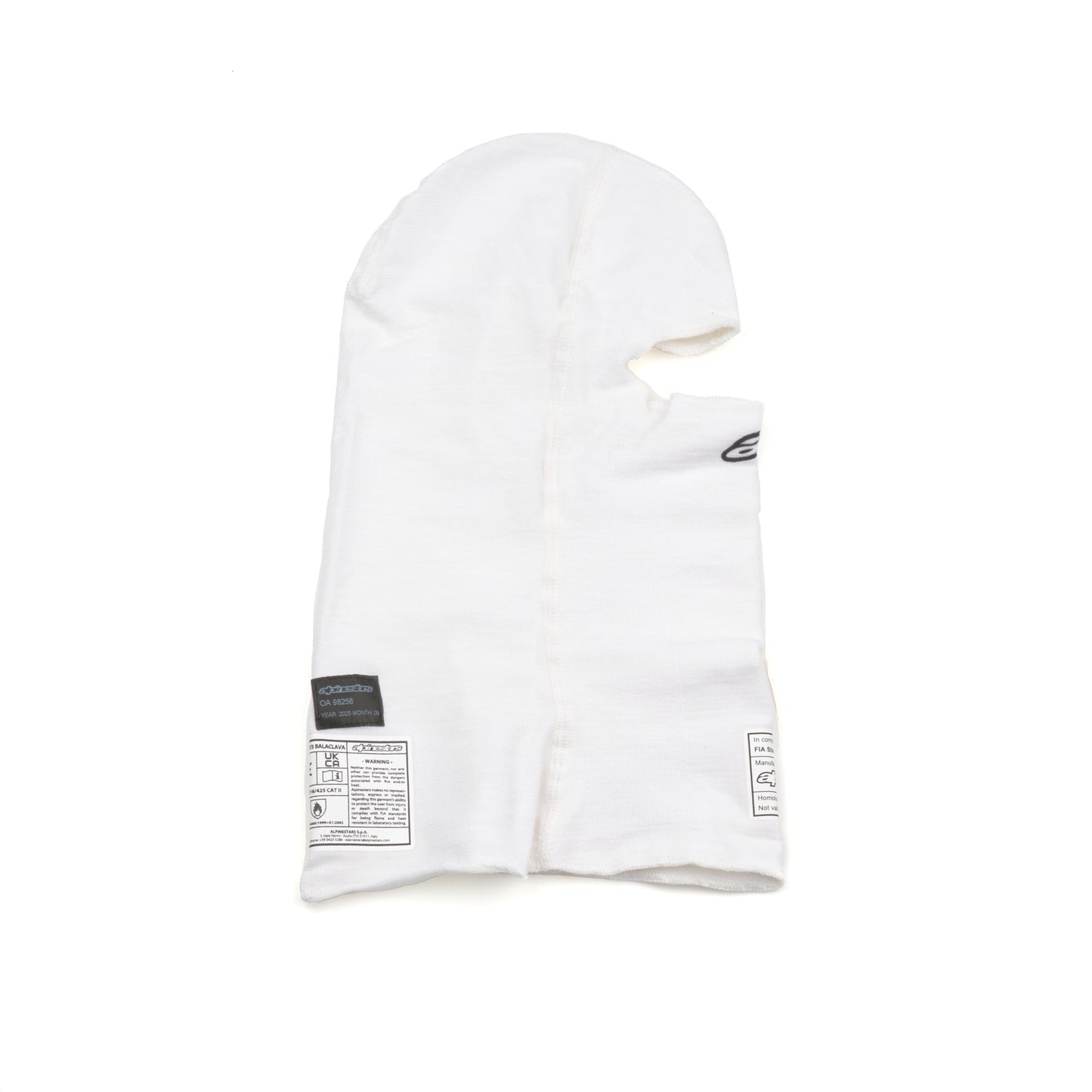 Alpinestars USA ALP4750126-20-OS Balaclava EVO V3 White FIA / SFI