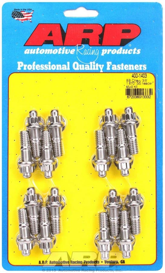 Arp ARP400-1403 S/S Header Stud Kit - 3/8in x 1.670in OAL (16)