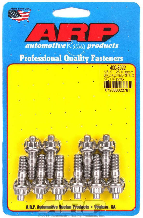 Arp ARP400-8022 S/S Stud Kit - (10) M8 x 1.25in x 38mm