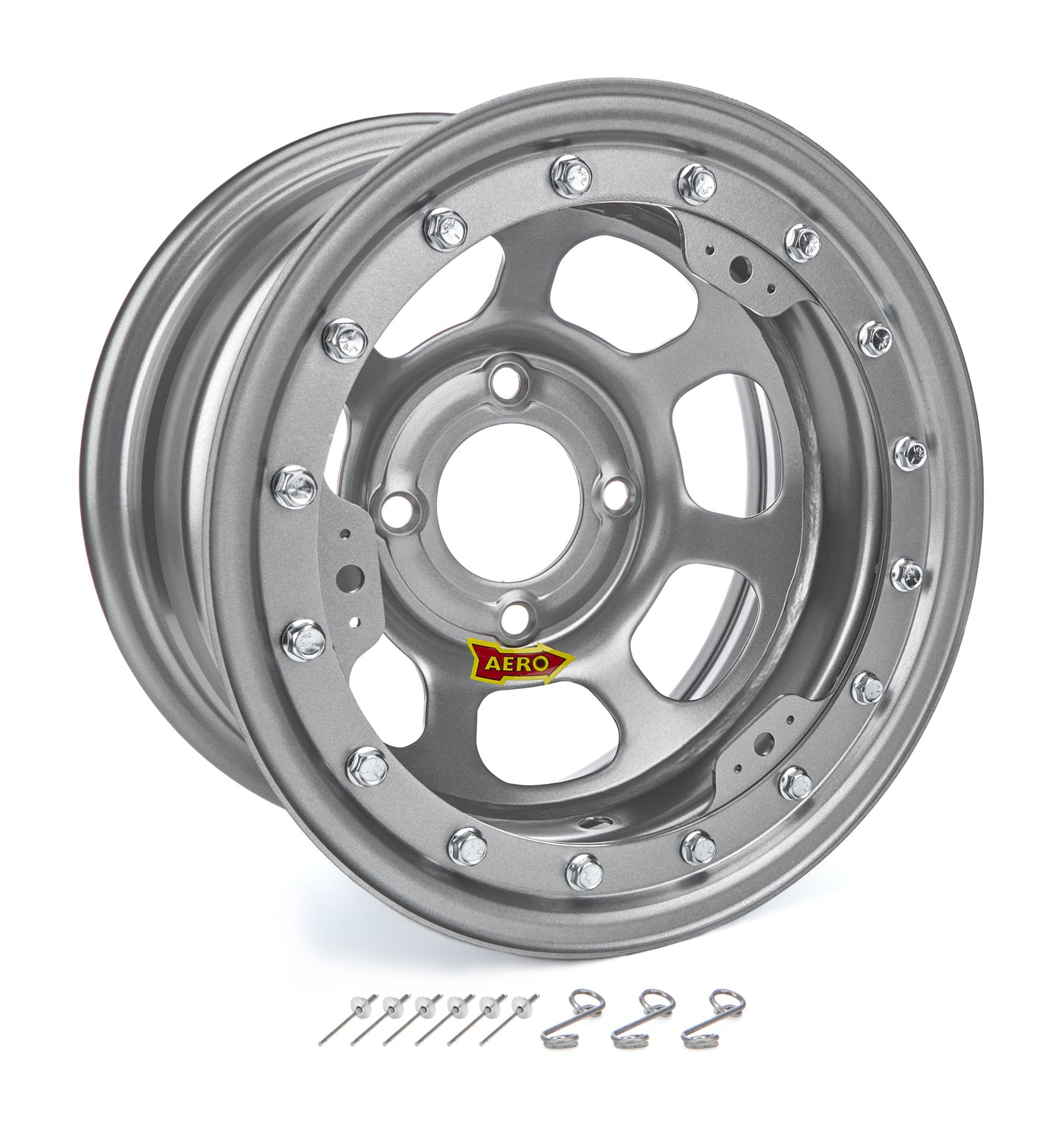 Aero Race Wheels ARW33-074520S 13x7 2in. 4.50 Silver Beadlock Wheel