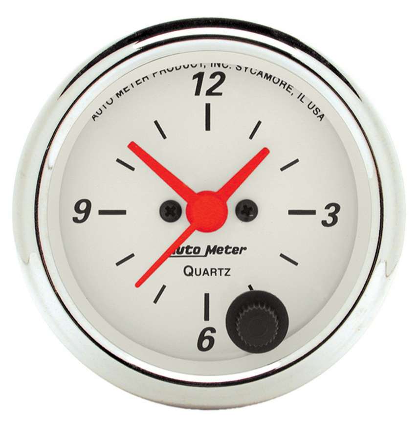 AutoMeter 1385 Autometer Arctic White 2-1/6in 12 Hour Analog Clock Gauge
