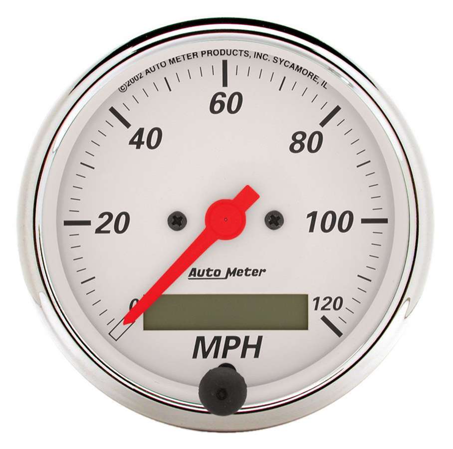 AutoMeter 1388 Autometer Arctic White 3 1/8in 120 mph electric Speedometer Programmable w/ LCD