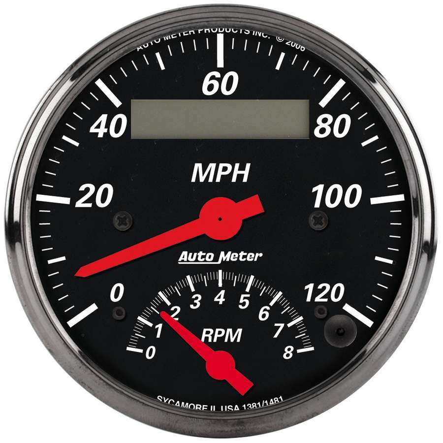 AutoMeter 1481 Gauge Tach/Speedo 3-3/8in. 120MPH & 8K RPM Elec. Program. Designer Blk
