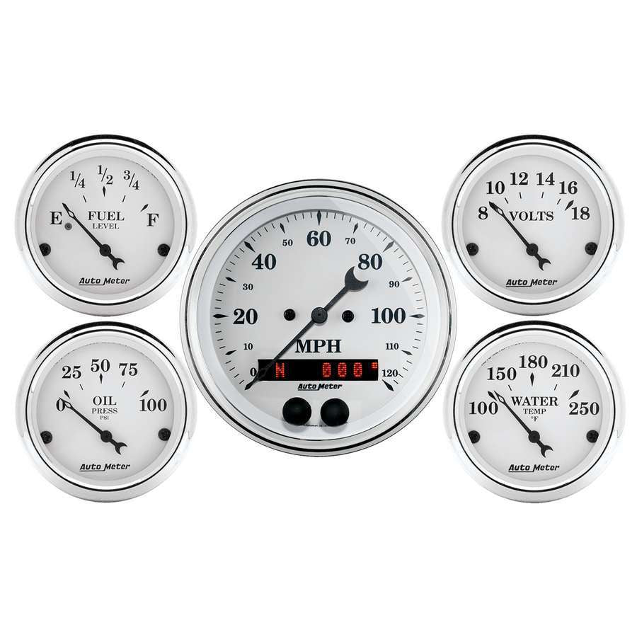 Autometer ATM1650 Old Tyme White Gauge Kit w/GPS Speedo
