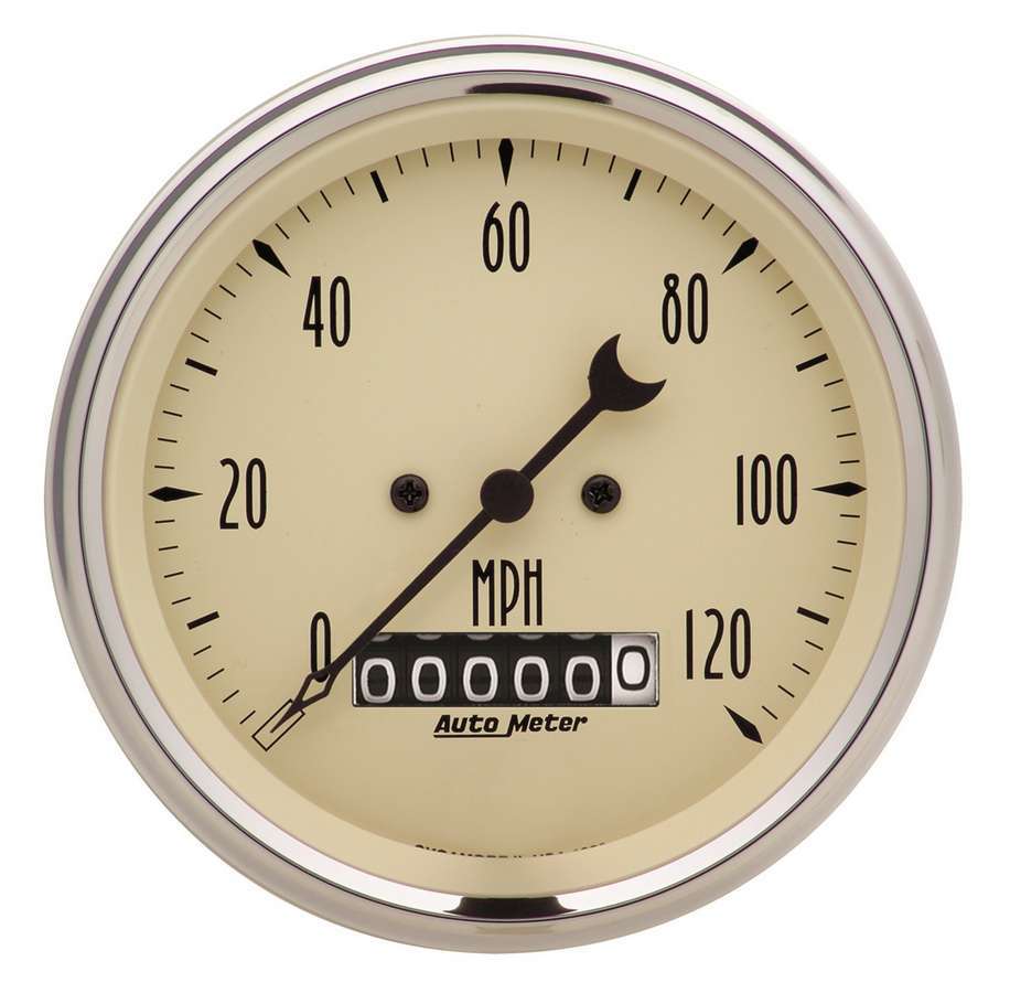 AutoMeter 1879 Autometer 3-3/8in 120mph Antique Beige Elec. Programmable Speedometer w/ Wheel Odometer