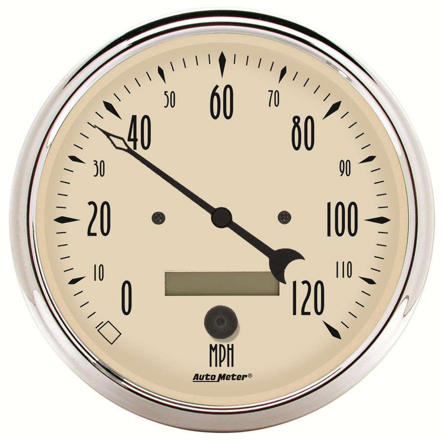 AutoMeter 1889 Gauge Speedometer 5in. 120MPH Elec. Prog. W/ Lcd Odo Antique Beige