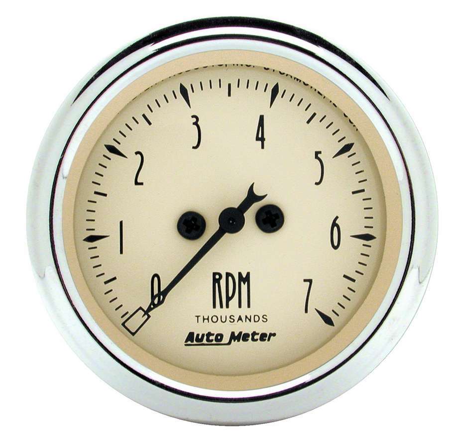 AutoMeter 1897 Autometer 2-1/16in Antique Beige In-Dash 7K RPM Tachometer Gauge