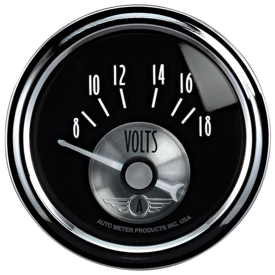 AutoMeter 2093 Autometer Prestige Series Black 2-1/16in 8-18V Short Sweep Electronic Voltmeter Gauge