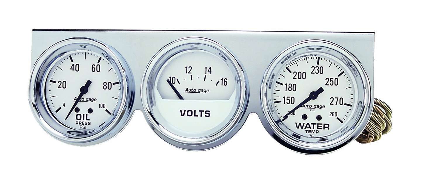 Autometer ATM2329 2-5/8in Oil/Volt/Water Chrome Console