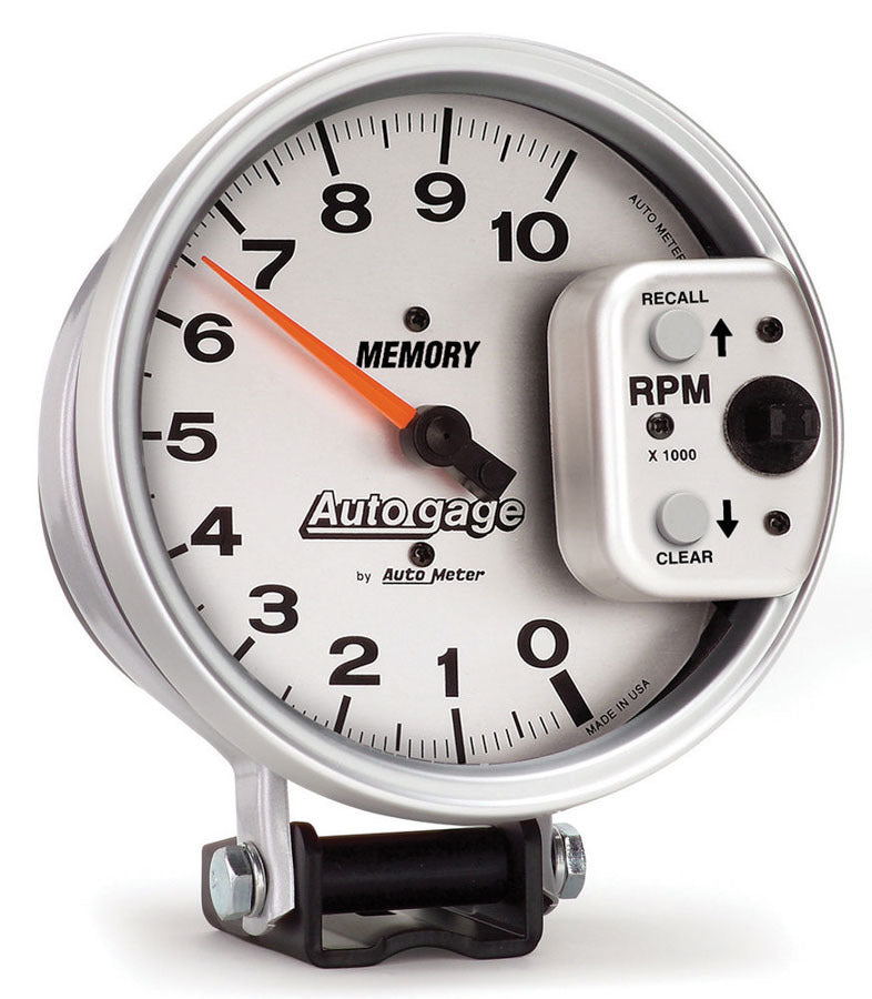 AutoMeter 233907 Gauge Tachometer 5in. 10K RPM Pedestal W/ Peak Memory Silver Auto Gage