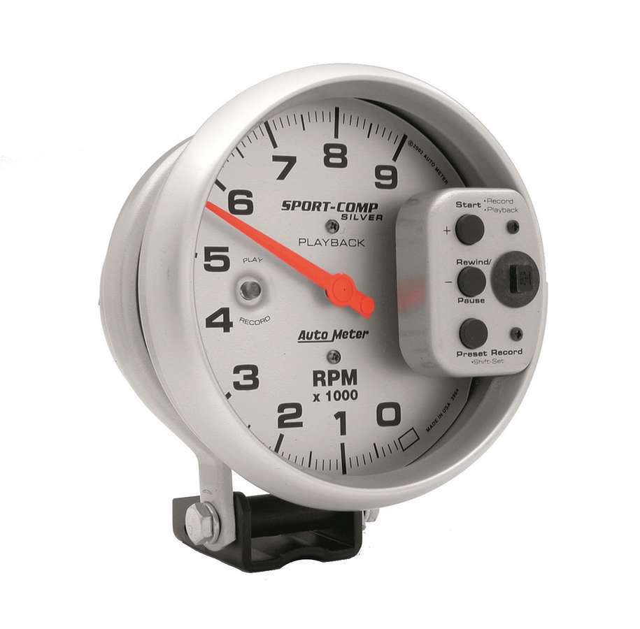 Autometer ATM3964 5in S/C Silver 9000 RPM Playback Tach