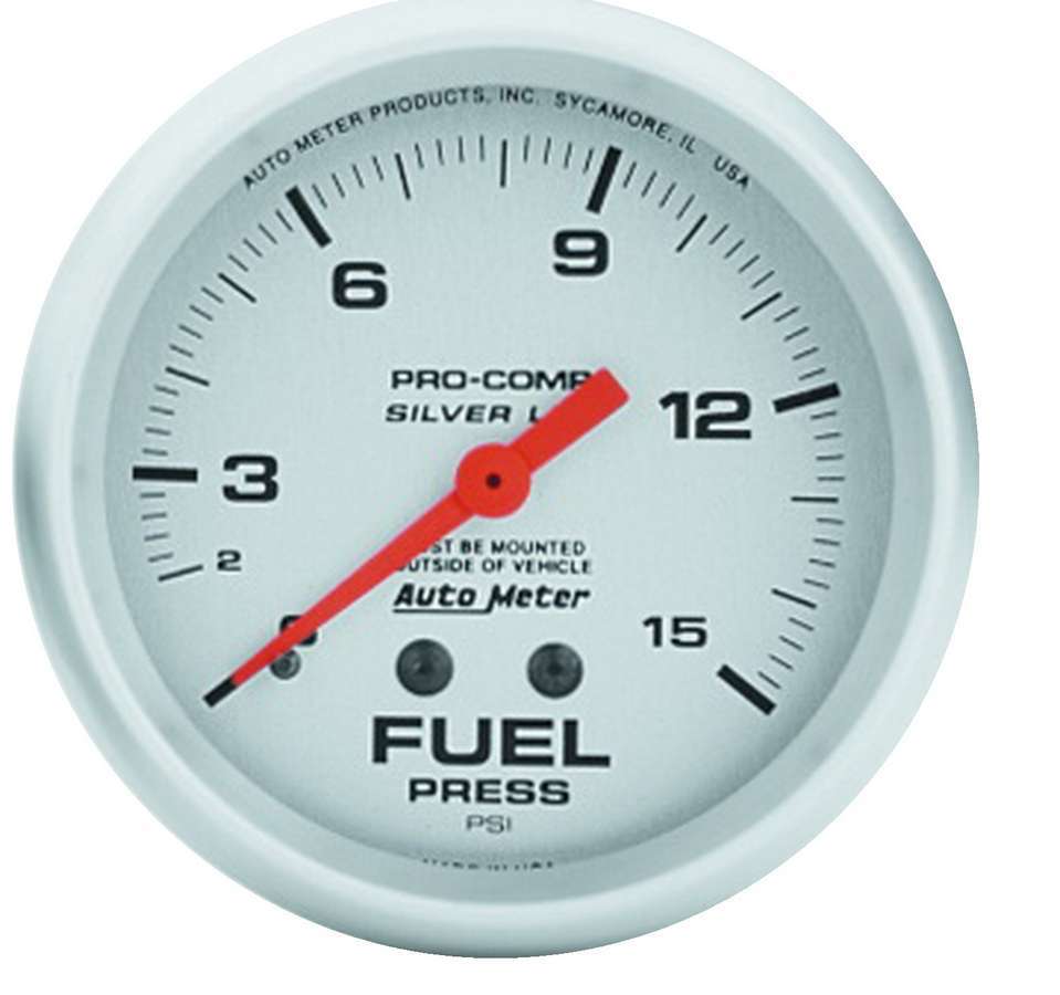 Autometer ATM4611 Pro Comp 2-5/8in Silver Liq-Fill Fuel 0-15 PSI